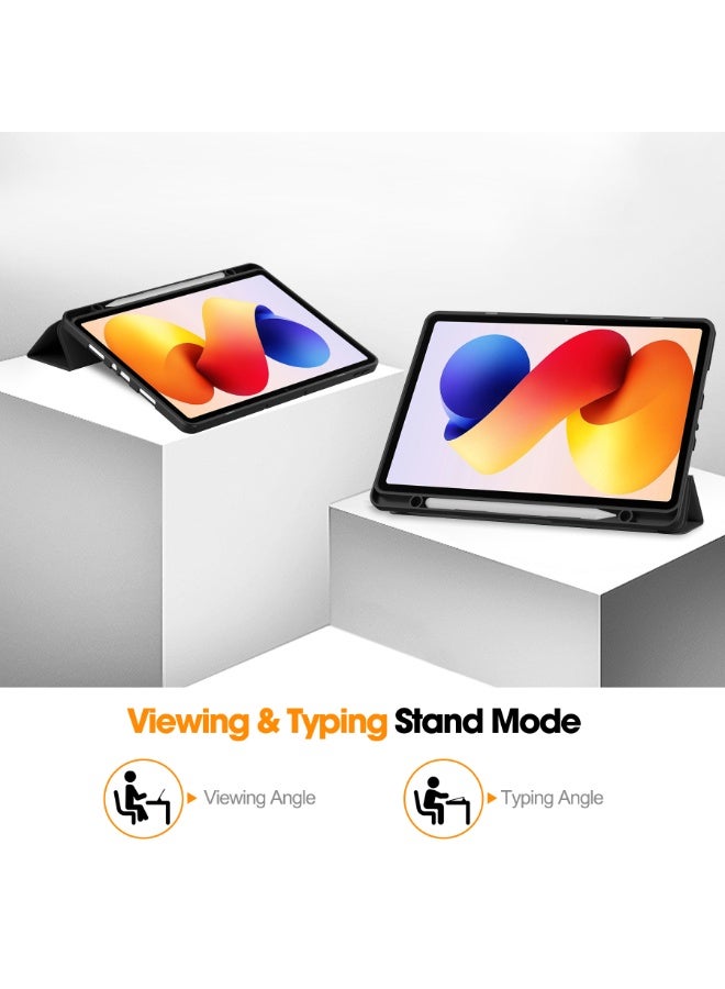 Case For Xiaomi Redmi Pad 2 Pro 12.1 2025 With Pen Holder, All New PU Leather Smart Cover with Auto Sleep Wake Feature Slim Flip Shell Case for Redmi Pad2 Pro Accessories (Black) - Image 4