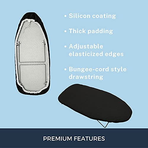 SAVUK 12.5 X 32 inch Smart Table Top Ironing Board Cover and Pad with Standard Size, Fits Small, Mini Board, Easy Placement, Extra Thick Padding, Elastic Cord, Heat Reflective (Black, 12.5" X 30") - Image 3