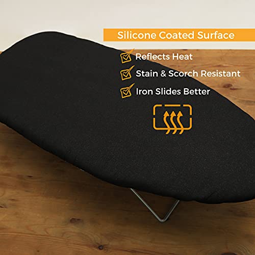 SAVUK 12.5 X 32 inch Smart Table Top Ironing Board Cover and Pad with Standard Size, Fits Small, Mini Board, Easy Placement, Extra Thick Padding, Elastic Cord, Heat Reflective (Black, 12.5" X 30") - Image 4