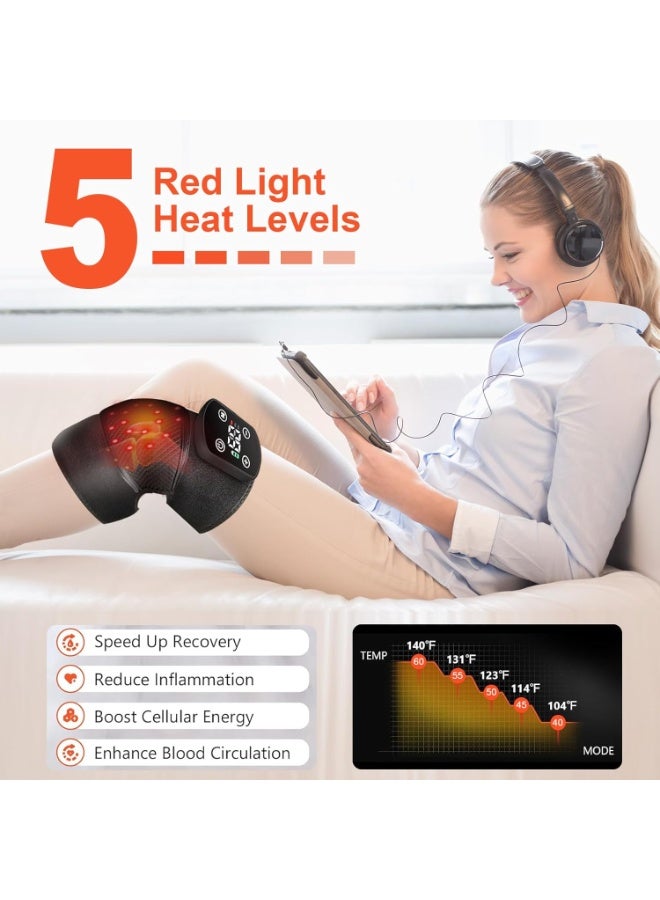 جهاز تدليك الركبة المطور بتقنية الضوء الأحمر والاهتزاز - دعامة حرارية لاسلكية لتخفيف آلام الركبة والكتف والمرفق - Image 5