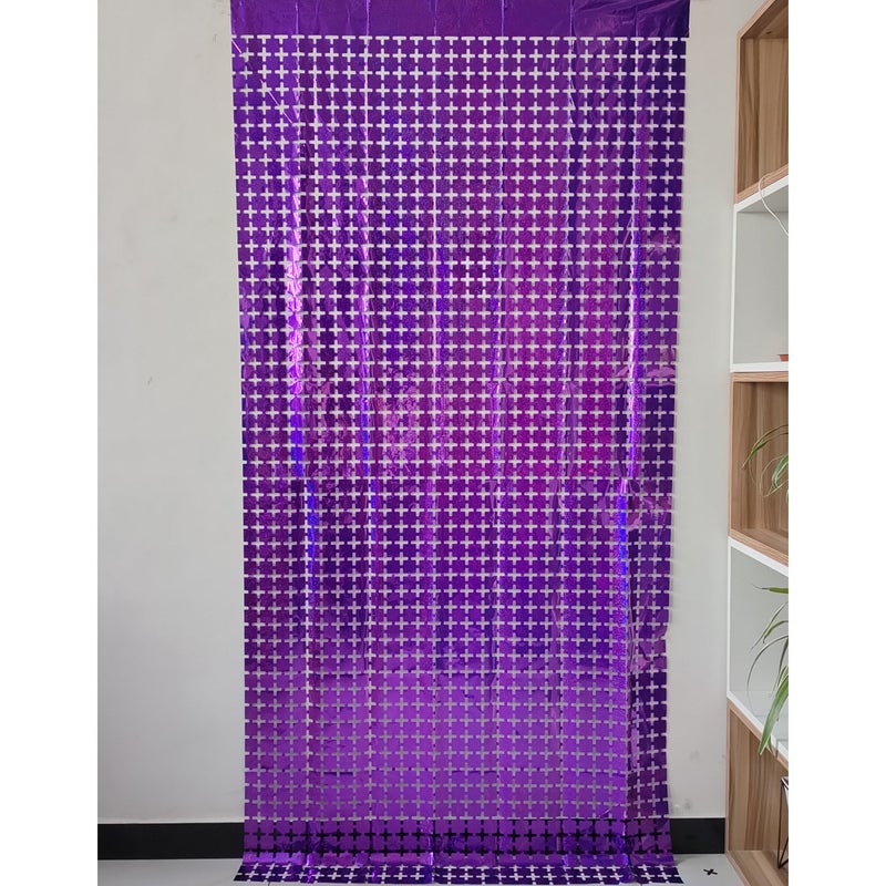 Golden Laser Square Curtain Party Decor Purple 1*2m 