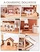 ROBUD Doll House  Wooden Bohemian Dollhouse with Realistic Design Includes 37 Pieces of Furniture  Accessories for Kids Ages 3 - Image 4