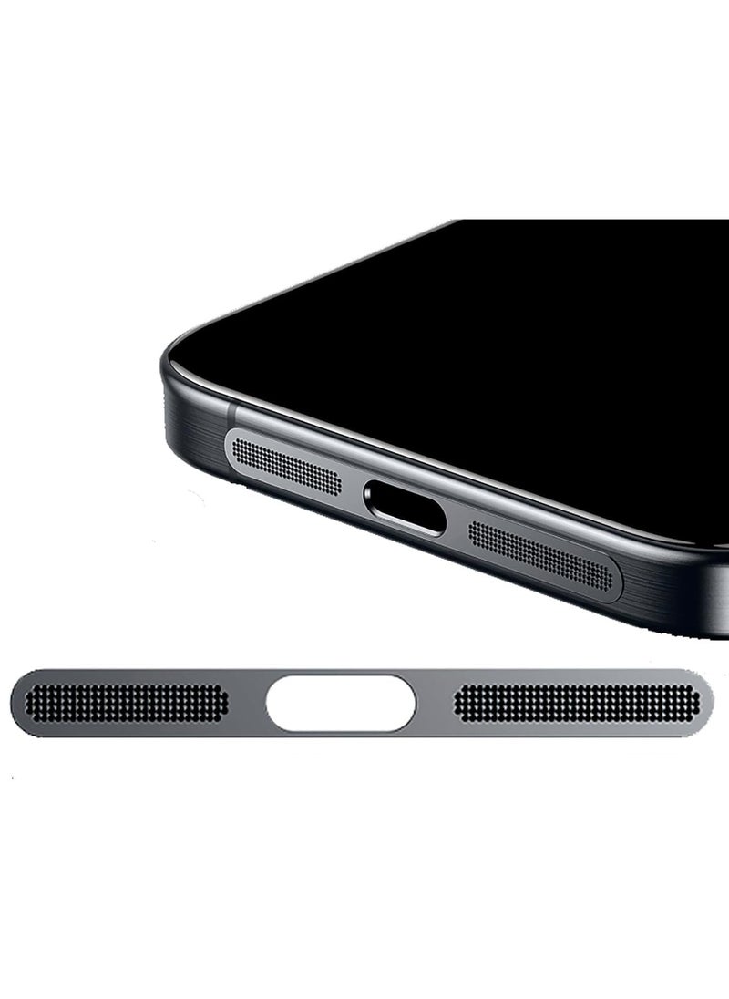 Generic Metal Dust Proof Mesh Sticker for iPhone 15 Models Built-in Protective Speaker and Charging Port Upgraded Adhesive Anti Dust Sticker for Iphone 15/15 Plus/15 Pro/15 Pro Max Black  - Image 1