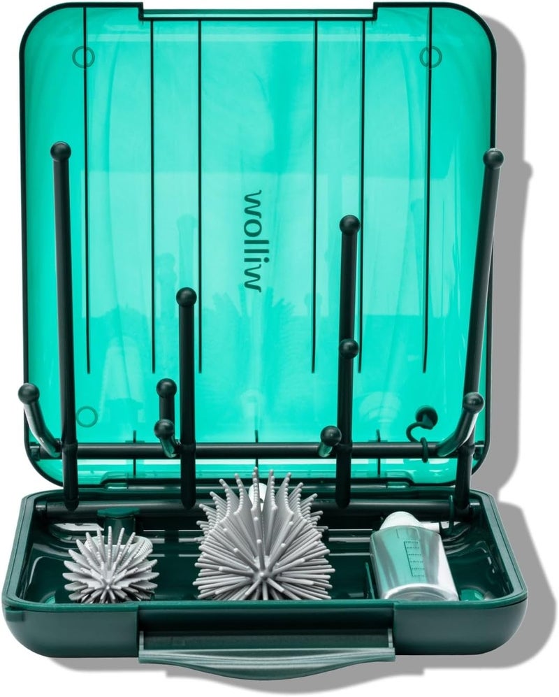 Willow Travel Cleaning Kit  Drying Rack  5Pack Cleaning Rack and Brushes for Breast Pump Parts and Bottles  Breastfeeding Essential - Image 2