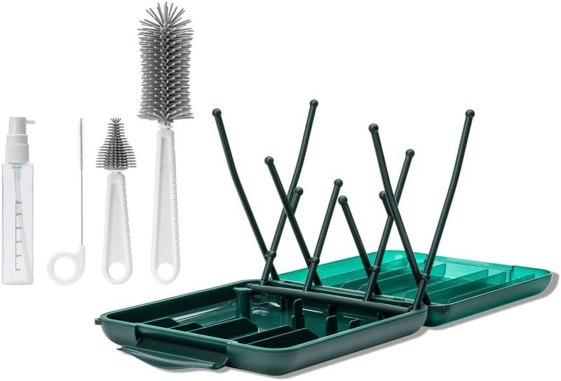 Willow Travel Cleaning Kit  Drying Rack  5Pack Cleaning Rack and Brushes for Breast Pump Parts and Bottles  Breastfeeding Essential - Image 1