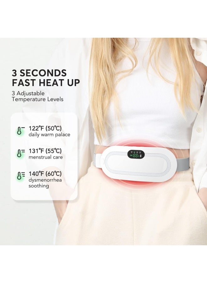 وسادة تدفئة محمولة لاسلكية لتخفيف آلام الدورة الشهرية، حزام تسخين سريع مع 3 مستويات حرارة و4 أوضاع تدليك، قابلة لإعادة الشحن عبر USB - Image 2