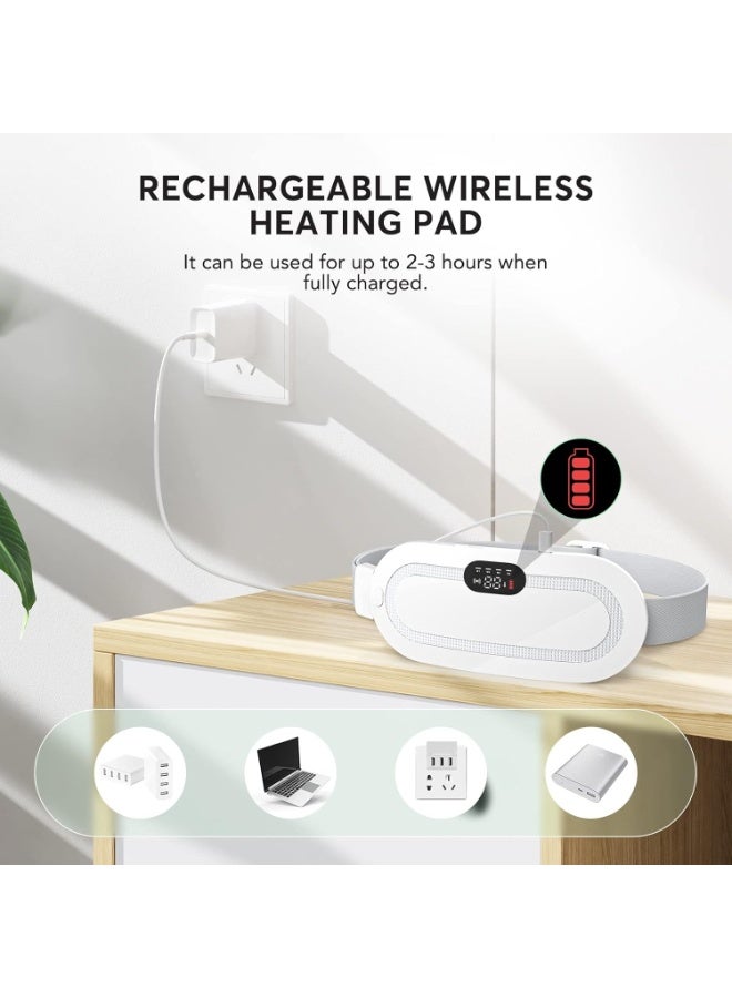 وسادة تدفئة محمولة لاسلكية لتخفيف آلام الدورة الشهرية، حزام تسخين سريع مع 3 مستويات حرارة و4 أوضاع تدليك، قابلة لإعادة الشحن عبر USB - Image 4
