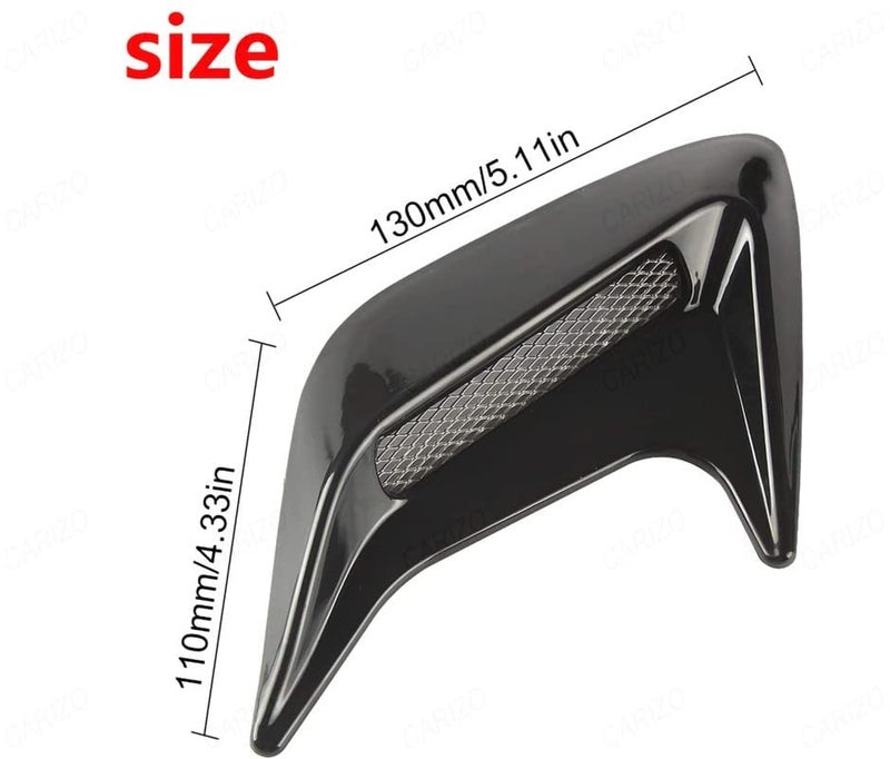 Automaze 2pc Car Air Flow Intake Decorative Side Vent Hood Cover Universal Air Flow Vent Protection Cover (Black) - Image 3