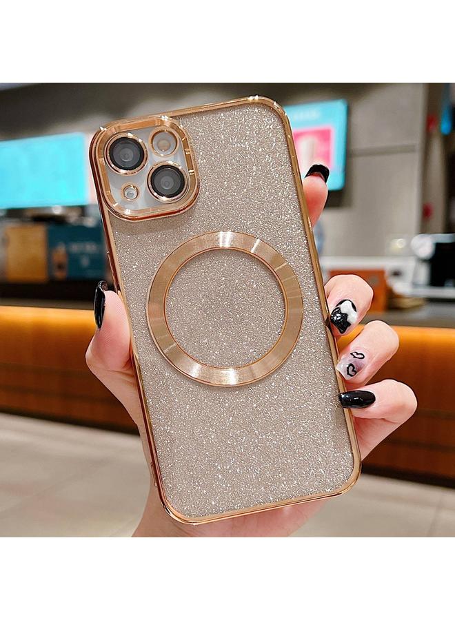 S-TOP Case For iPhone 14 Plus Electroplating Pure Color Glitter Powder MagSafe Phone Case - Image 1