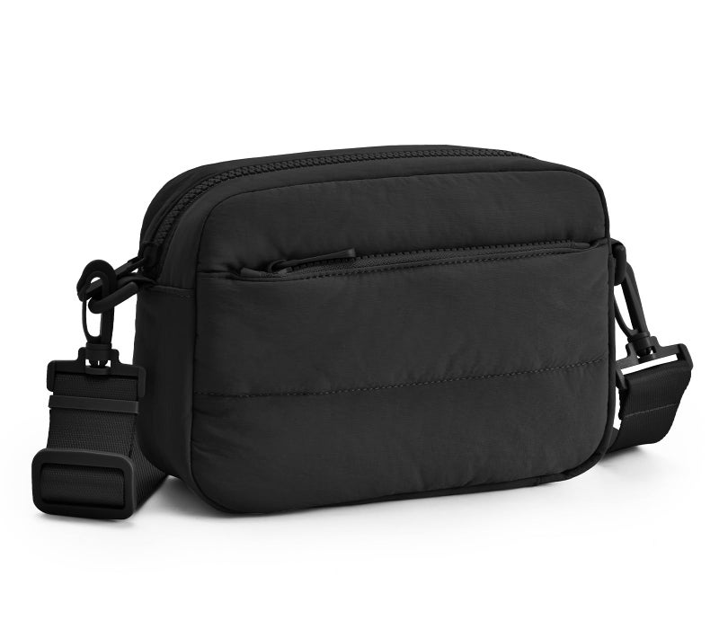 Gitus Crossbody Bags for Women Small Puffy Shoulder Handbag Travel Cross Body Purse with RFID Blocking Cards Slot and Adjustable Strap ï¼ˆBlackï¼‰ - Image 1