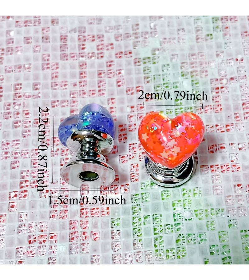 2 Red Heart Shaped Toilet Button Press Kit Non Slip Flushing Handle Universal Fit Easy Install - Image 3