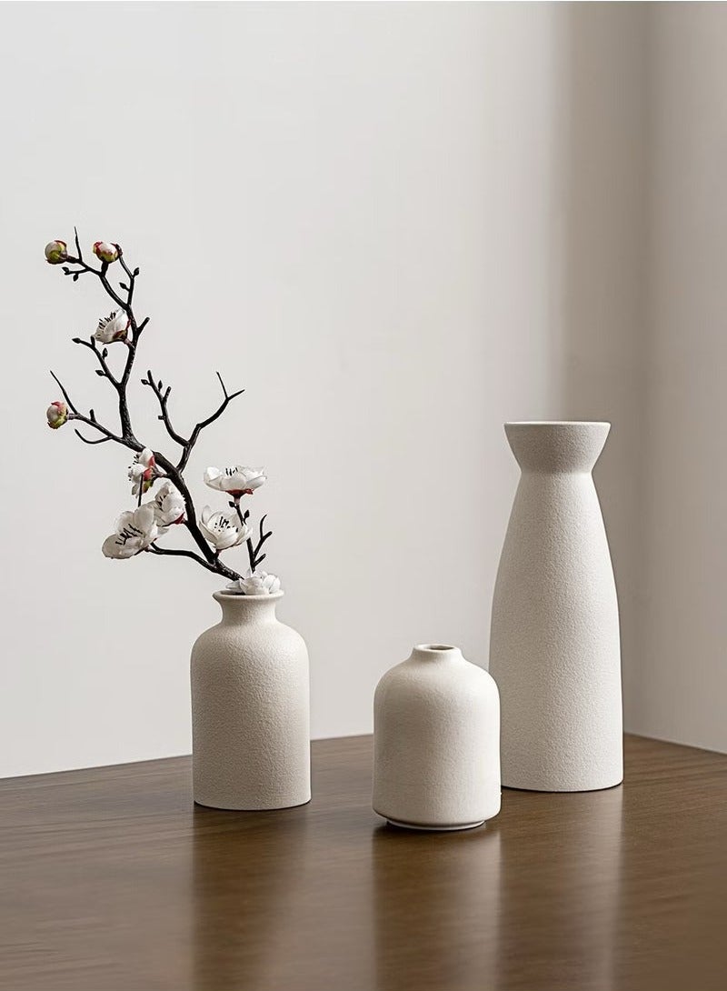 Set of 3 Beige Ceramic vase Small Flower vases for Decor,Modern Home Decor, Vases for Decor,Pampas Grass Vase,Dried Flowers Vases,Living Room,Table Shelf, Centerpieces Decoration  - Image 1