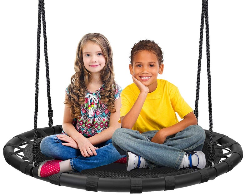 Sorbus Saucer Tree Swing Kids Outdoor Disc Round Swing 40 Heavy Duty 220lbs Seat Easy Install Flying Saucer Web CircleSwing Perfect for GiftPlayground Birthday Xmas Indoor Outdoor TireSwing - Image 2