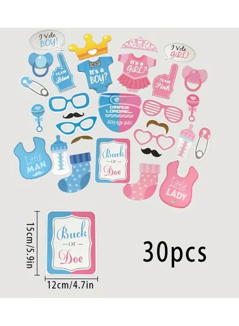 جست كواليتي 30قطعة مجموعة، ديكور الحفلات كشك صور حلفة الكشف عن نوع المولود مستلزمات بنت أو ولد صبي أو فتاة  ديكور الحفلات، أشياء صغيرة، أشياء جمالية لطيفة، أدوات رائعة، عناصر غير عادية - Image 3