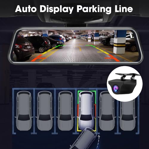 Jansite Upgraded 10'' Rear View Mirror Camera Mirror Dash Cam Front and Rear 1080P Backup Camera Full Touch Screen w Loop Recording, G-Sensor Night Vision 170° Wide Angle - Image 5