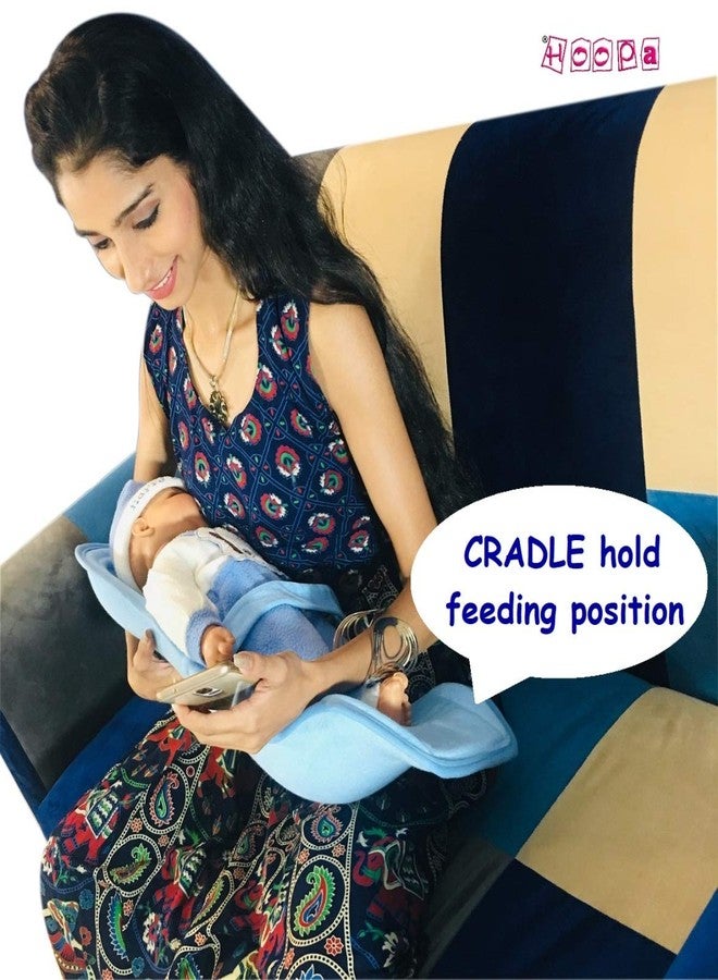 HOOPA 2-in-1 Infant Carrier for Newborn (0–4 Months) | Reclined Carrying & Breastfeeding Support | Strong Back Support | Indoor & Outdoor Use | Feeding Pillow | Nursing pad | New Born Pillow | Blue - Image 3