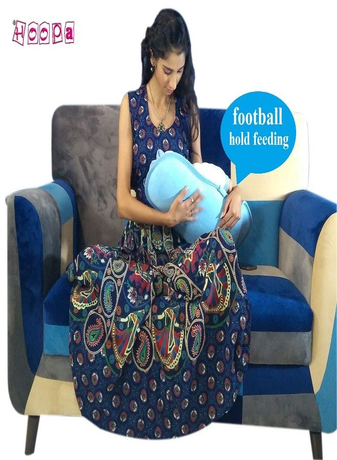 HOOPA 2-in-1 Infant Carrier for Newborn (0–4 Months) | Reclined Carrying & Breastfeeding Support | Strong Back Support | Indoor & Outdoor Use | Feeding Pillow | Nursing pad | New Born Pillow | Blue - Image 2