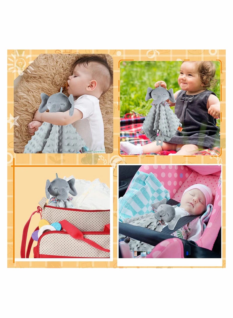 Baby Security Blanket with Tags Teether Elephant Soft Baby Blankets for Boys and Girls Newborn Toys Snuggle Toy Baby Lovey Dotted Blanket Elephant Soothing Toy - Image 4