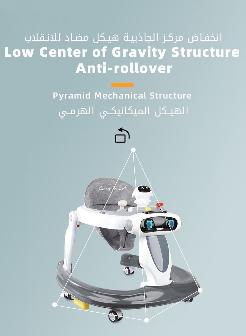 ميكسد مشاية أطفال 3 في 1 مع مقبض دفع للوالدين ، ارتفاع قابل للتعديل ، متعدد الوظائف ووسادة مقعد كبيرة مريحة ، حصيرة ترامبولين قابلة للفصل للرضع والأطفال - Image 5