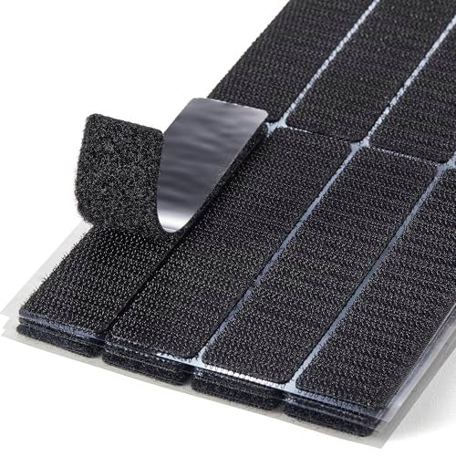 ECOHomes (1x4 Inch, 16 Sets) Strips with Adhesive for Fabric, No Sew Stick On for Fabric, Sticky Back for Clothes, Curtains - Heavy Duty Double Sided Hook and Loop Hem Tape Fasteners, No Sewing No Iron, Black - Image 1