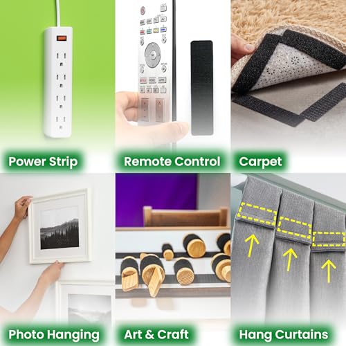 ECOHomes (1x4 Inch, 16 Sets) Strips with Adhesive for Fabric, No Sew Stick On for Fabric, Sticky Back for Clothes, Curtains - Heavy Duty Double Sided Hook and Loop Hem Tape Fasteners, No Sewing No Iron, Black - Image 4