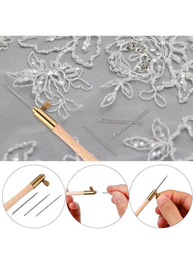 meekoo Tambour Hook With 3 Needles (70 90100) Embroidery Beading Needle Tools Sequin Beads Needle Set Crochet Tool Kit (1)  - Image 5