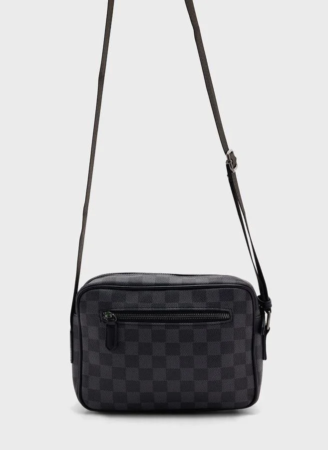 روبرت وود Check Print Crossbody Messenger