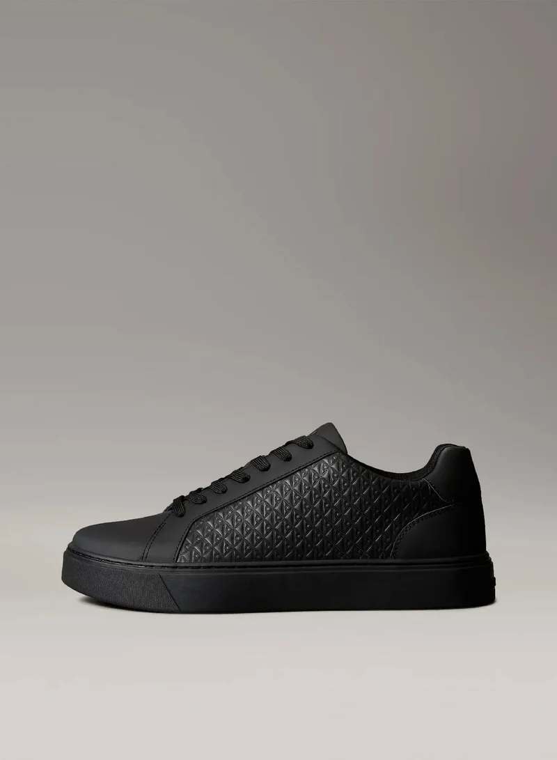 Calvin Klein Jeans  Rubberised Leather Emblem Logo Trainers  | Best Price UAE