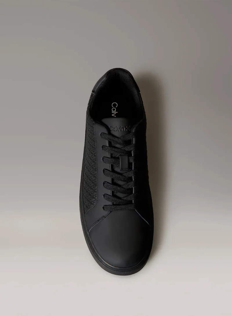 Calvin Klein Jeans  Rubberised Leather Emblem Logo Trainers  | Best Price UAE