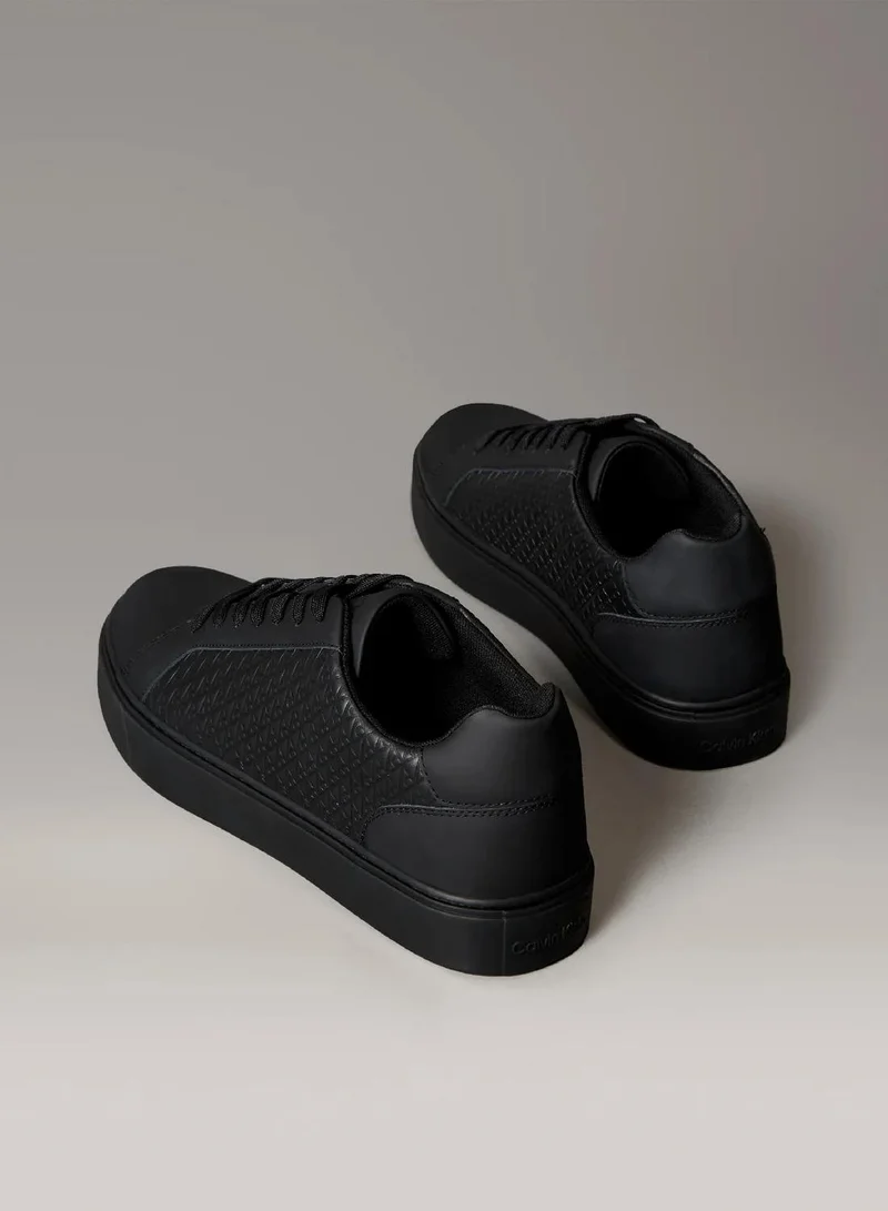 Calvin Klein Jeans  Rubberised Leather Emblem Logo Trainers  | Best Price UAE