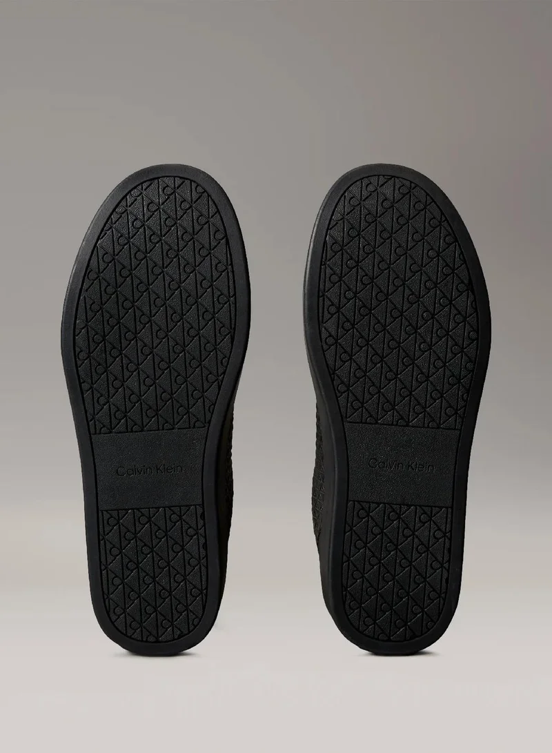 Calvin Klein Jeans  Rubberised Leather Emblem Logo Trainers  | Best Price UAE