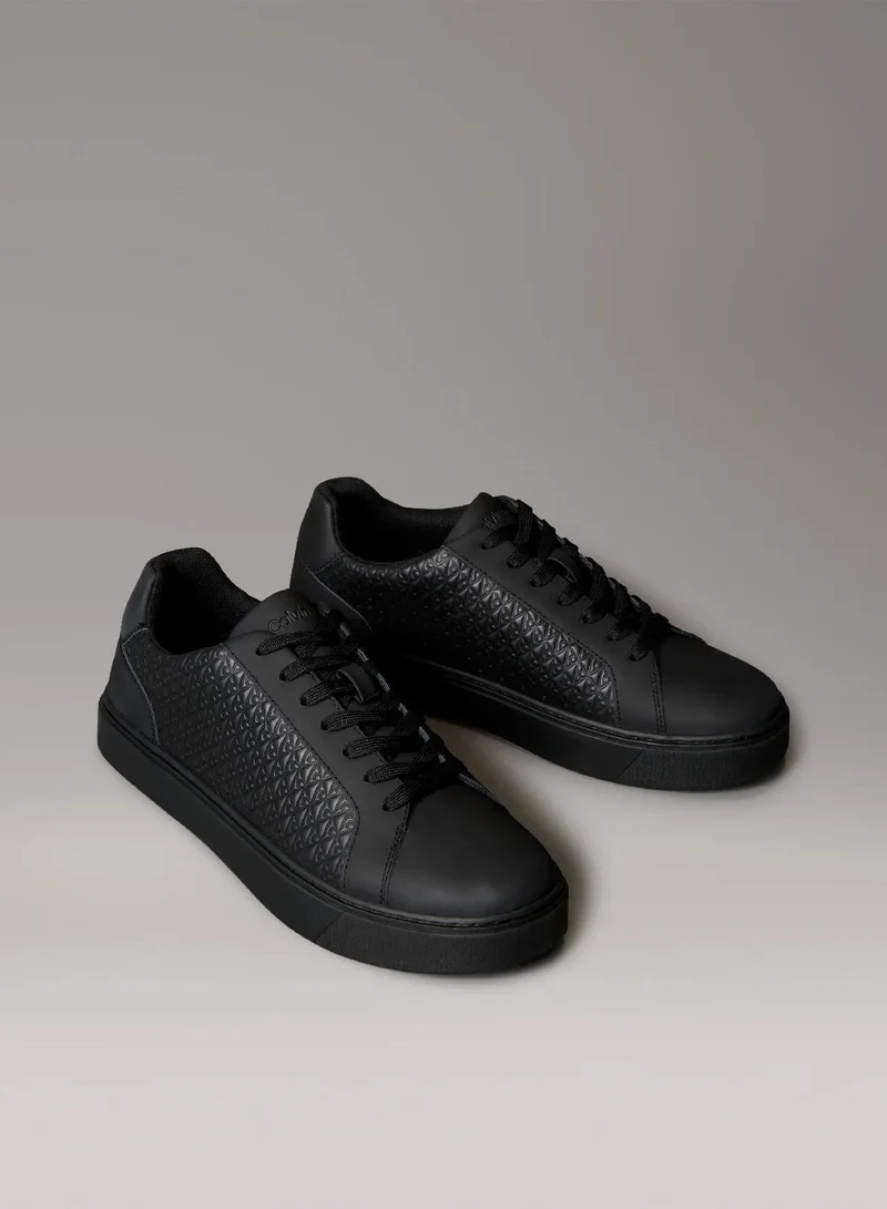 Calvin Klein Jeans  Rubberised Leather Emblem Logo Trainers  | Best Price UAE