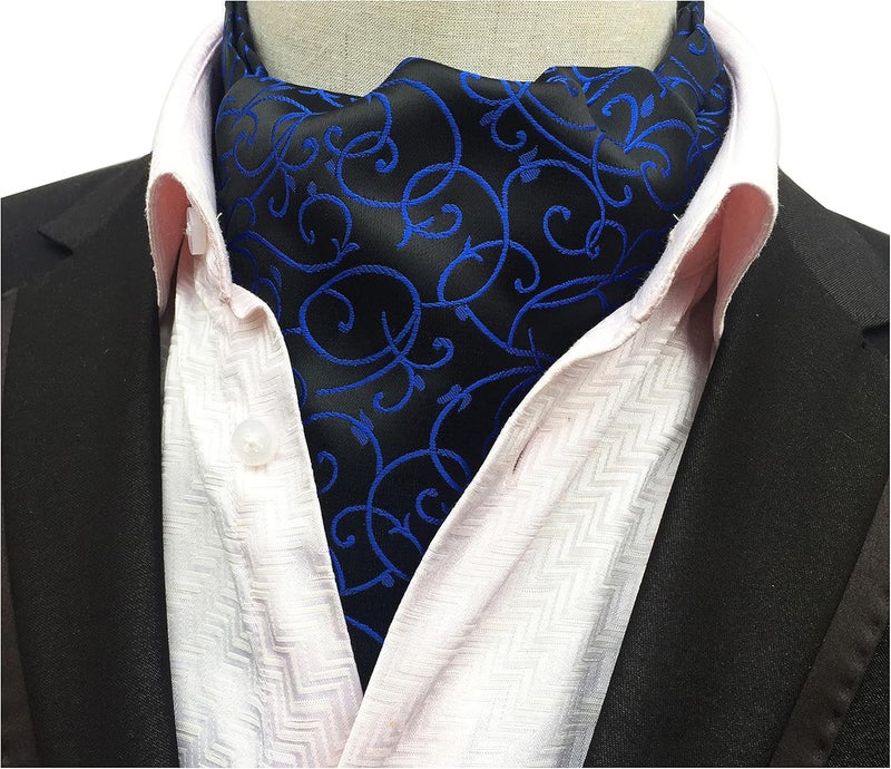 Secdtie Men's Polka Dot Plaid Silk Cravat Ties Jacquard Woven Casual Ascot - Image 2
