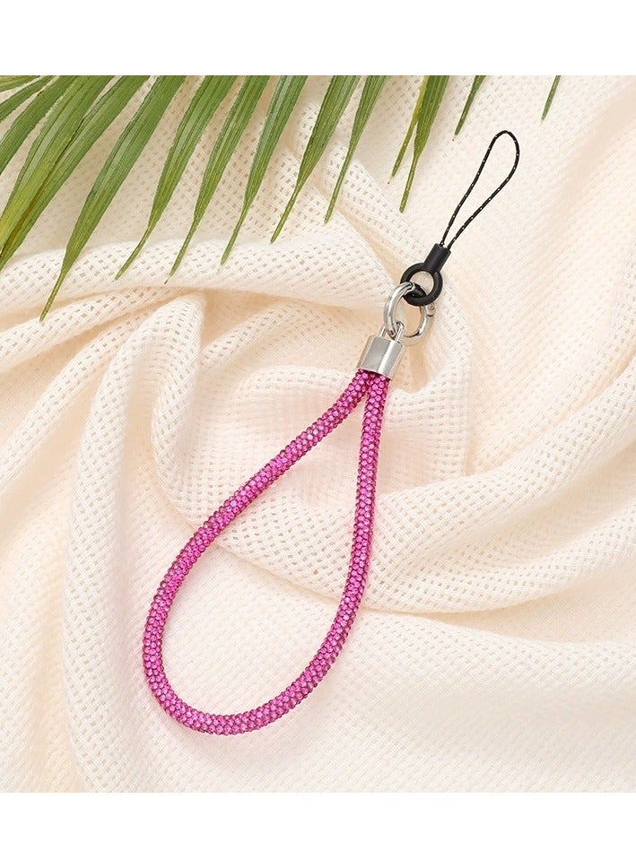 Hot Pink Rhinestone Lanyard, Phone Strap, Adjustable Phone Lanyard with glittering string, Phone Wrist Strap for Airpods, Phone case, Camera Wrist Strap