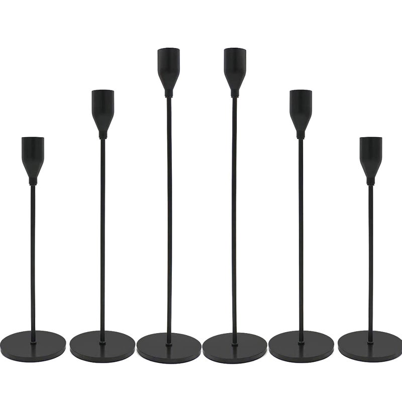 Matte Black Candlestick Holders Set of 6 Candle Holders for 34 Taper CandlesLed Modern Metal Candle Stands Decorative Table Centerpieces for Wedding Party ChurchDecorative Fitting