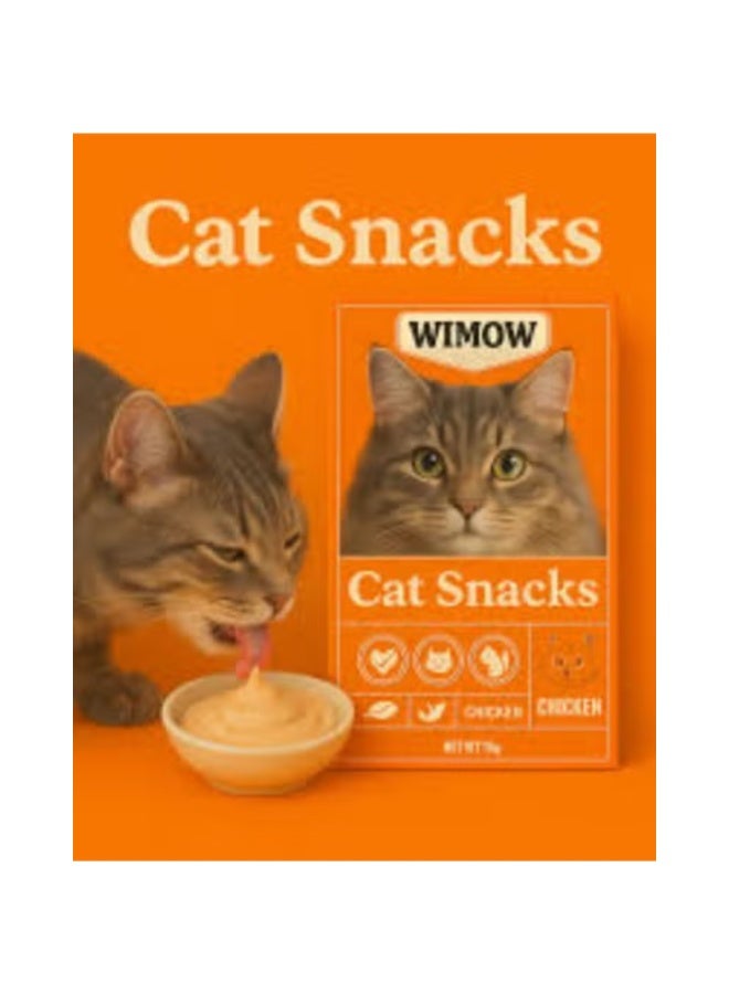 wimow Cat Treats Chicken Flavor, Creamy Squeezable Cat Snacks for Kittens & Adult Cats, 100% Natural, Grain-Free, Starch-Free, Vitamin-Rich Healthy Wet Food Treats, 5 Sticks x 15g (75g Total) - Image 4