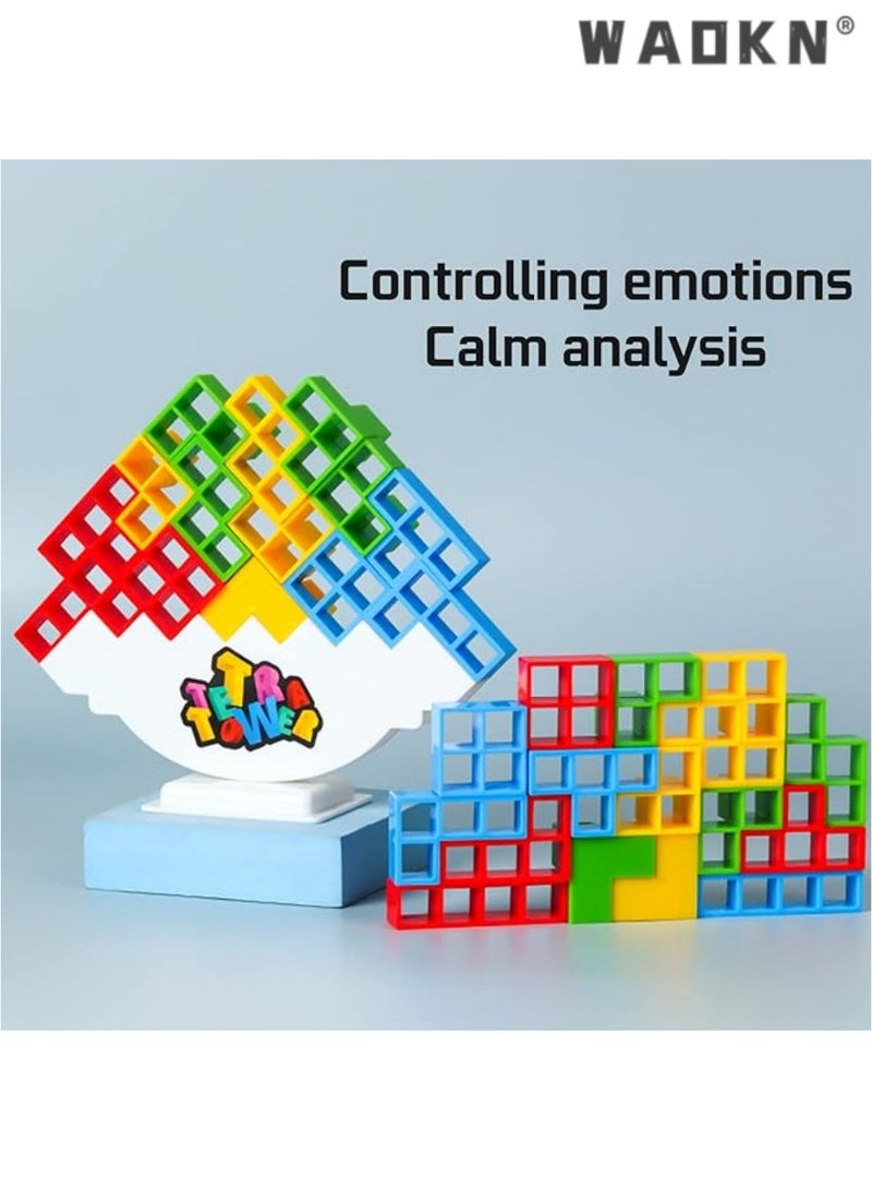 WAOKN 48 Pcs Tetra Tower Balance Stacking Blocks Game, Board Games for 2 Players+ Family Games, Parties, Travel, Kids & Adults Team Building Blocks Toy - Image 3