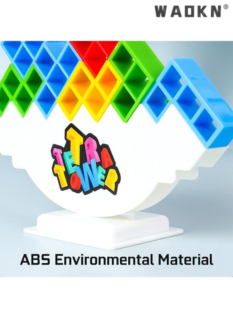 WAOKN 48 Pcs Tetra Tower Balance Stacking Blocks Game, Board Games for 2 Players+ Family Games, Parties, Travel, Kids & Adults Team Building Blocks Toy - Image 4