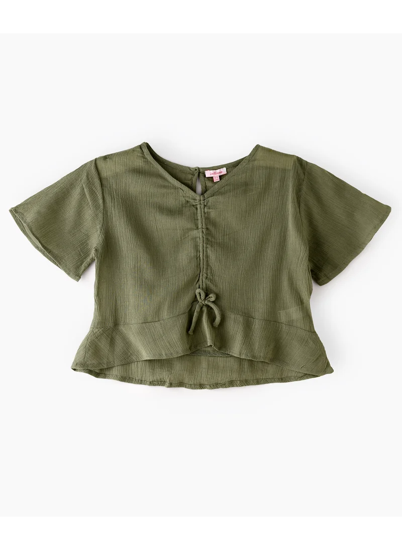 Jelliene Trendy Tween Style: Girls Crepe Blouse Chic Comfort & Effortless Look