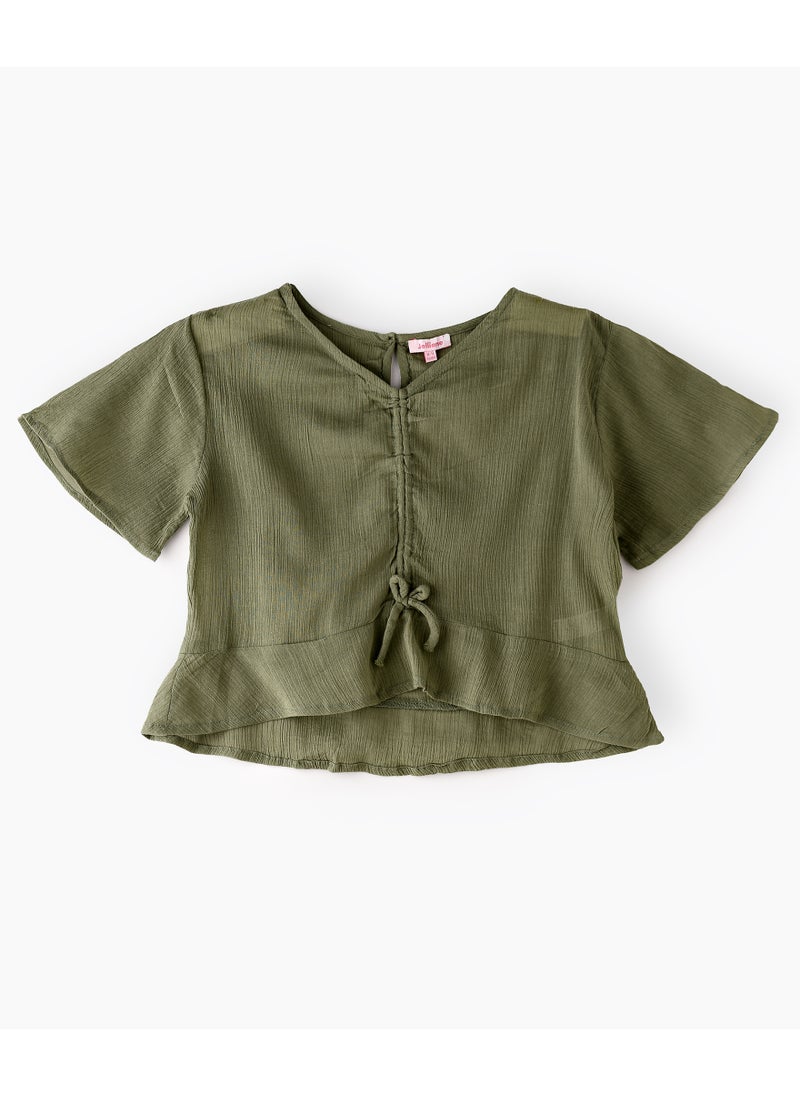 Jelliene Trendy Tween Style: Girls Crepe Blouse Chic Comfort & Effortless Look  - Image 1
