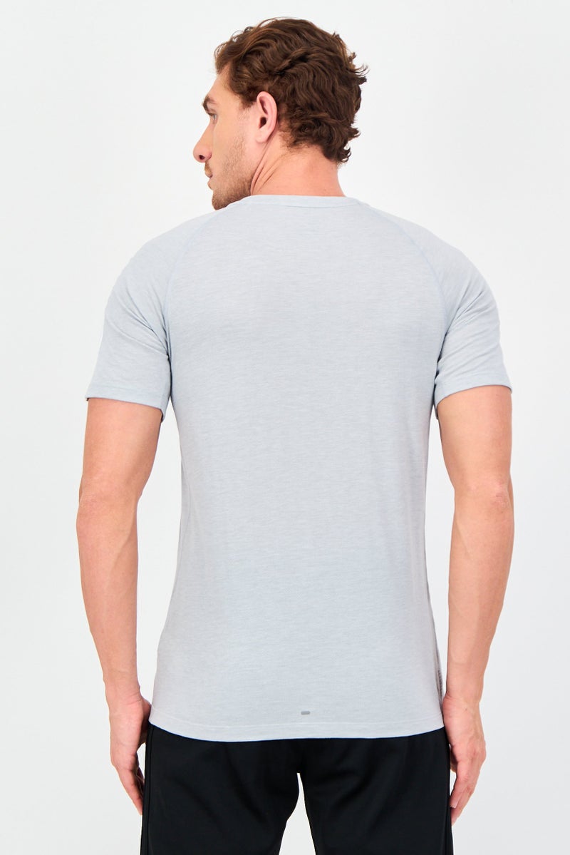 Adidas Men Regular Fit Short Sleeve Running T-Shirt, Light Grey - Image 3