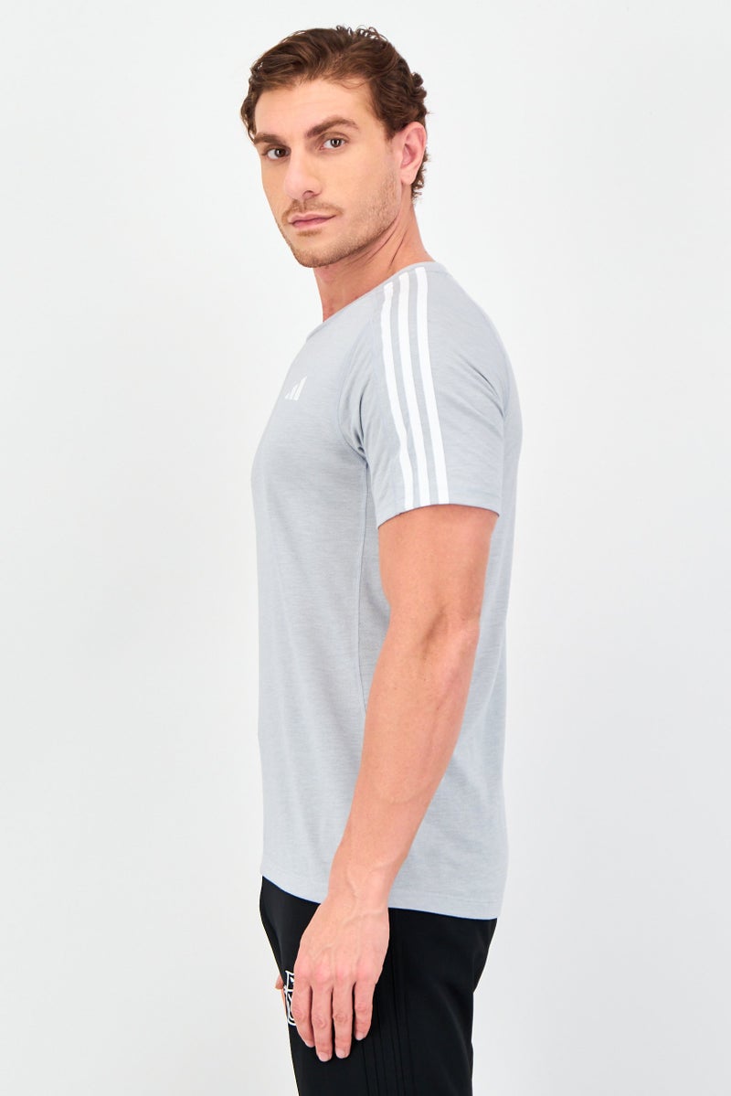 Adidas Men Regular Fit Short Sleeve Running T-Shirt, Light Grey - Image 4