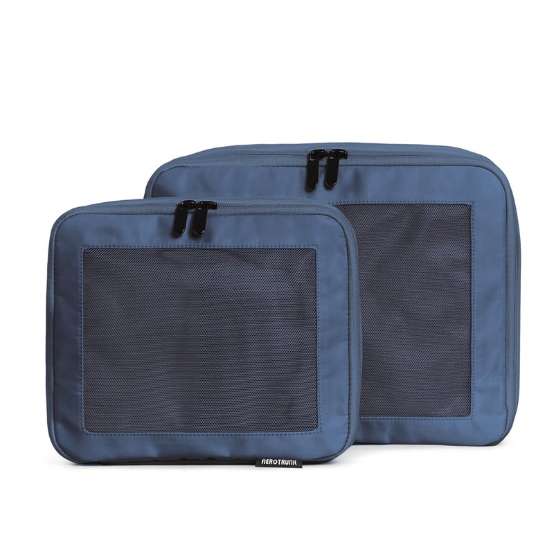 Aerotrunk Compression Packing Cubes for Travel - Luggage Organizer Bags - Double Zipper Packing Cubes for Suitcases (2-Pack, Dark Blue) - Image 1