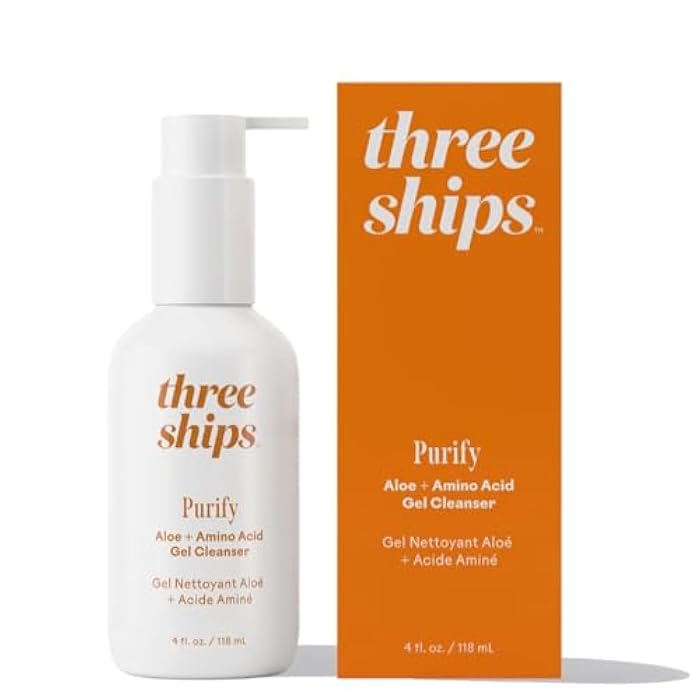 Three Ships - Purify Aloe + Amino Acid Gel Cleanser | Moisturize, Cleanse, Replenish Skin | Cruelty-Free, Vegan, Paraben-Free, Sensitive Skin Safe (4 fl oz | 118 mL) - Image 1