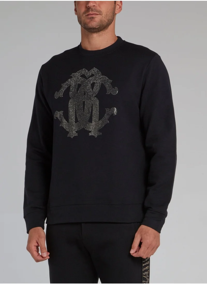 roberto cavalli Black Crystal Monogram Sweatshirt