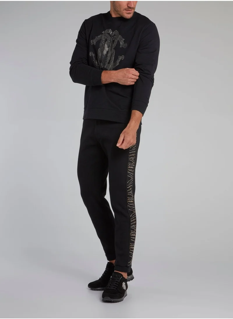 roberto cavalli Black Crystal Monogram Sweatshirt