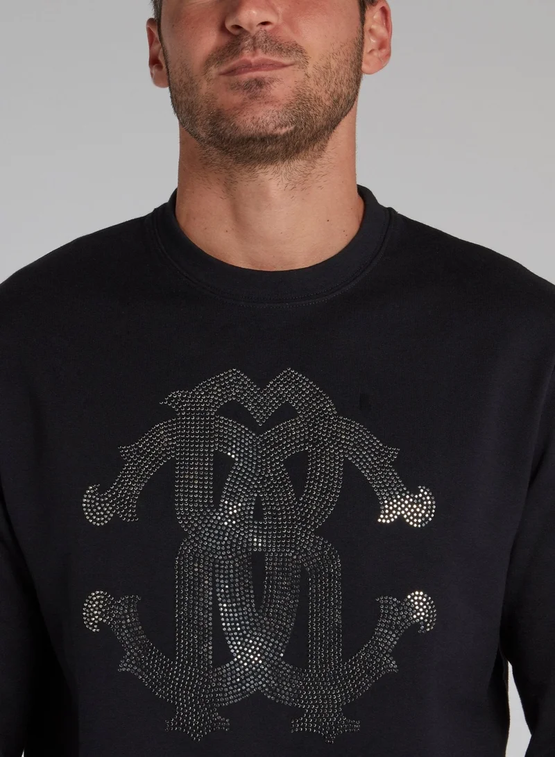 roberto cavalli Black Crystal Monogram Sweatshirt