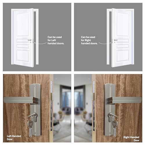 Yale Mortise Door Lock and Complete Handle Set with 3 Keys (Finish- Satin Steel) - Image 3