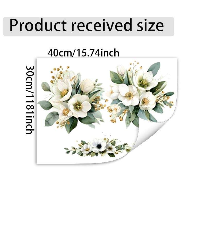Light Luxury White Floral Toilet Sticker Self Adhesive PVC Creative Bathroom Decal for Rental Homes Guesthouse Refresh Beautiful Print - Image 3
