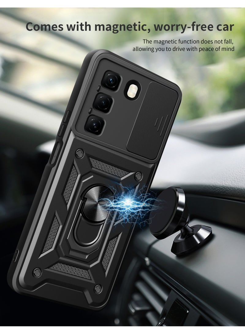 Phone Cover for Infinix Hot 50 Pro+ 4G with Slide Camera Cover Drop Protective Phone Case with Magnetic Car Mount Holder - Image 2